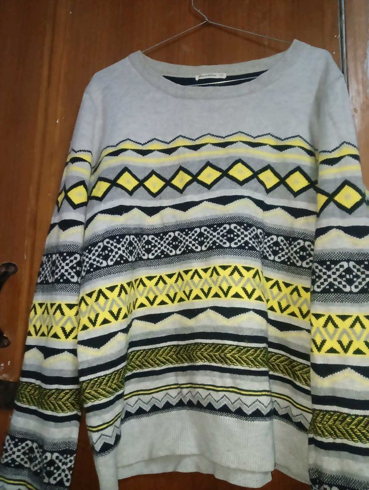 Patterned Knit Pullover Sweater