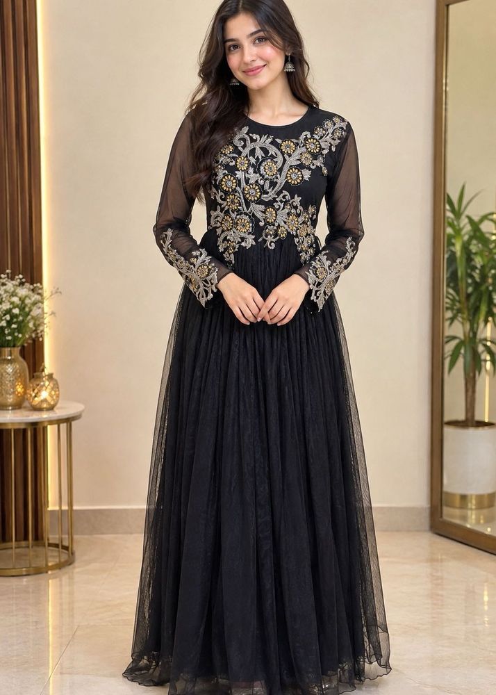 Black designer 56 inch long  Gown