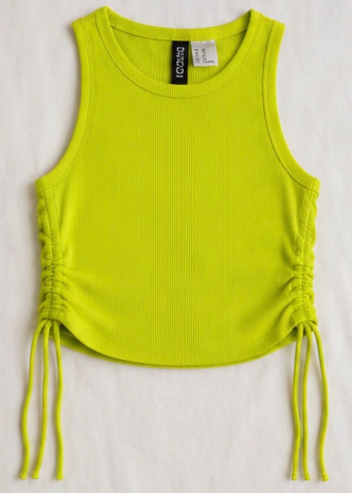 H&amp;M Divided Neon Lime Ruched Ribbed Crop Top