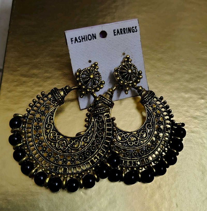 Elegant Heavy Oxidized Jhumka Earrings