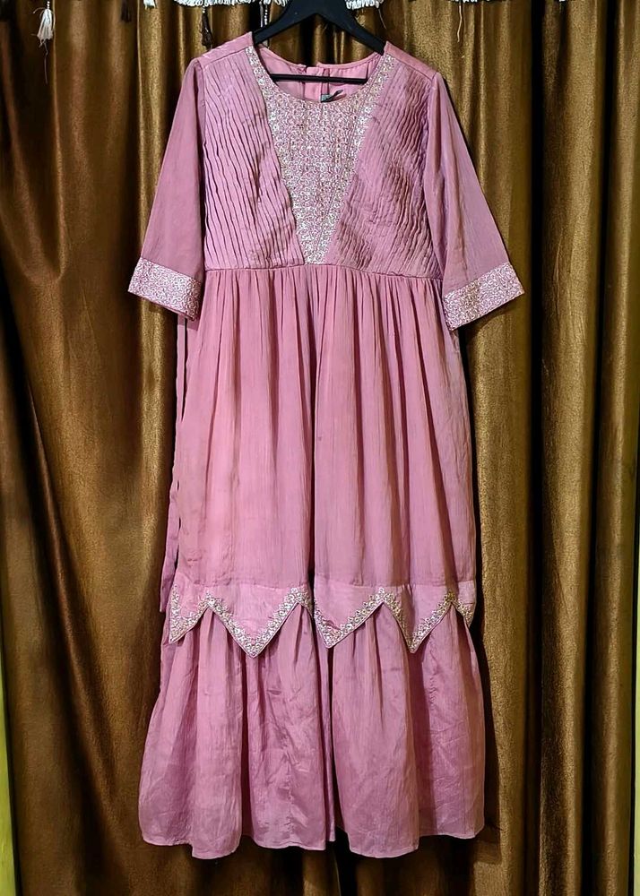 Elegant Pink Ethnic Gown with Embellishments