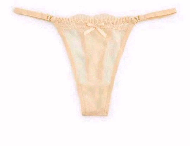 Sheer Lace Trim Thong