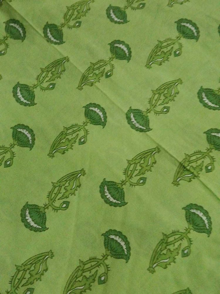 Green Floral Print Dress Material