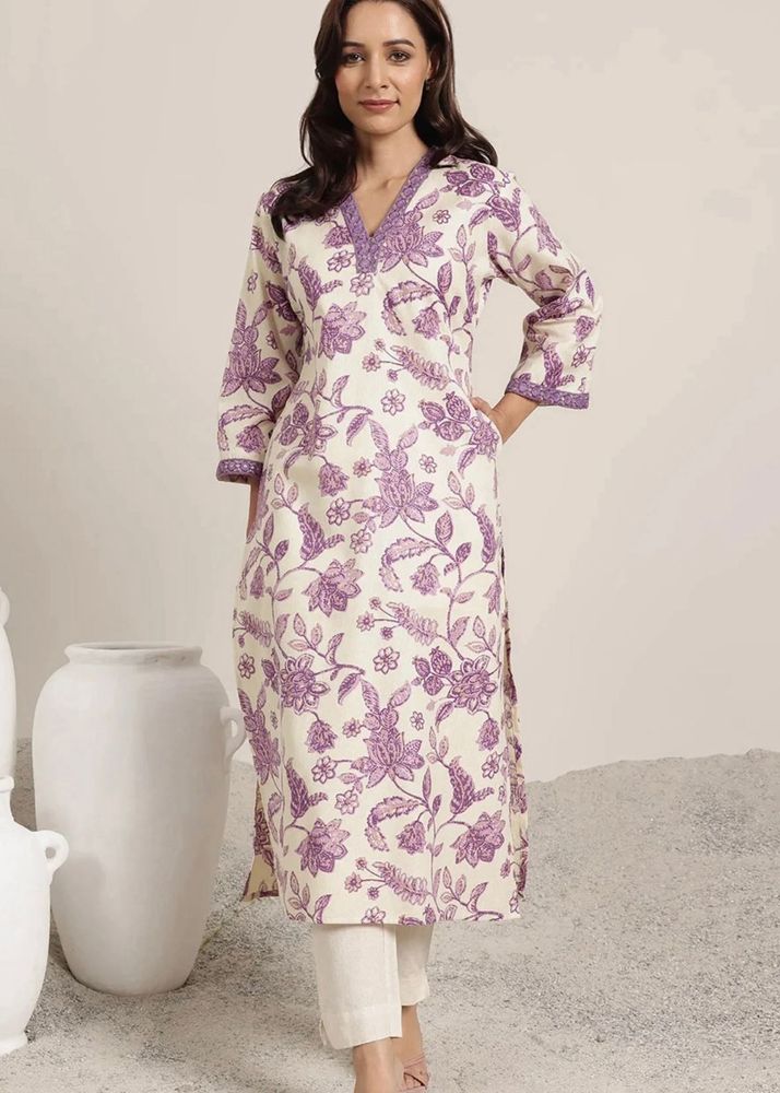 Floral Cotton Kurti from Myntra - Size-S