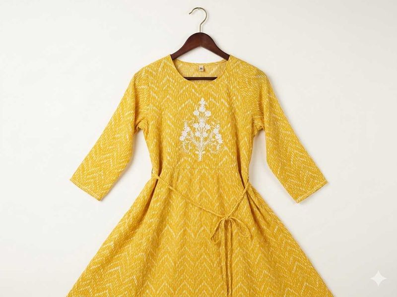 Elegant Yellow Kurta with White Embroidery