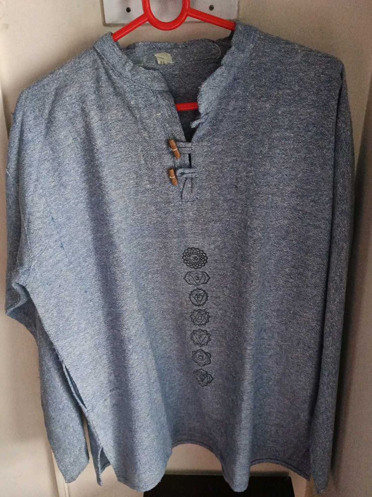Blue khadi Kurta