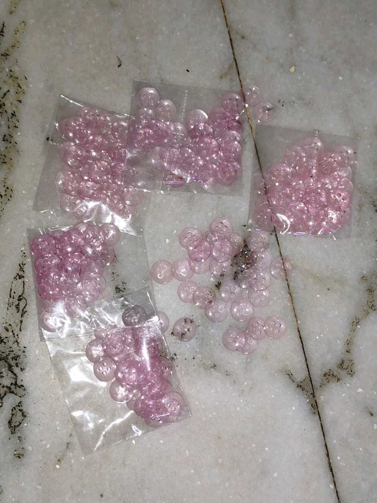 Pink Crystal Plastic Buttons for Kurtis, Shirts