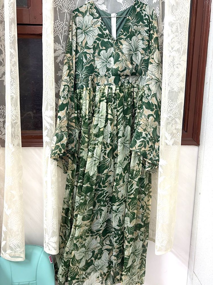 Green Floral Maxi Dress