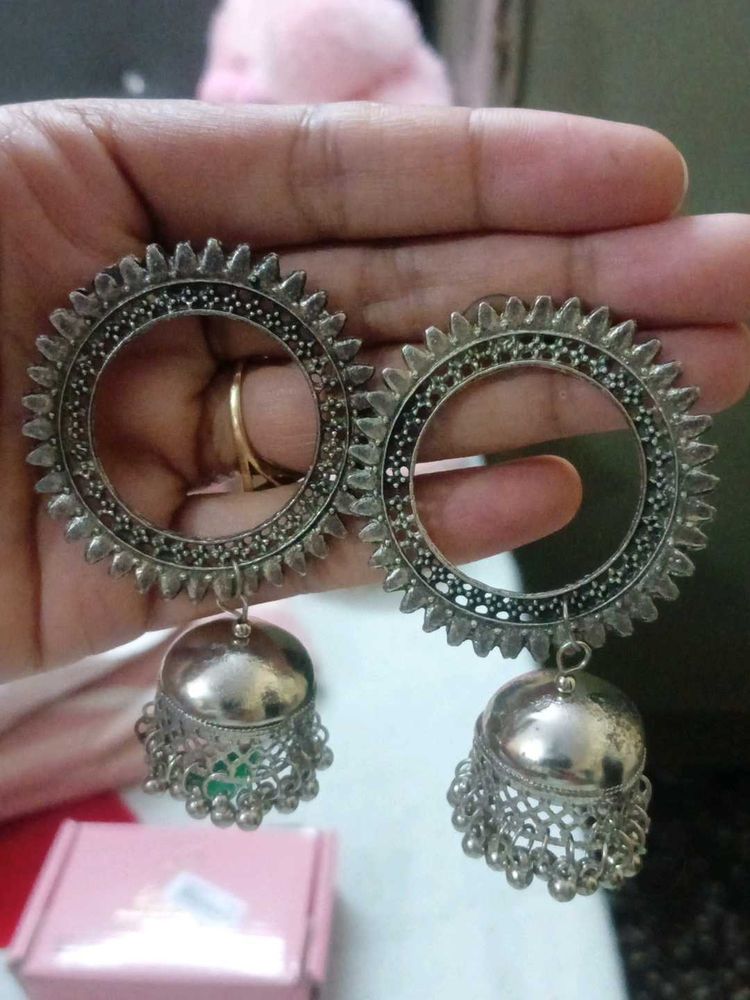 Combo Oxidized Silver Jhumka Earrings