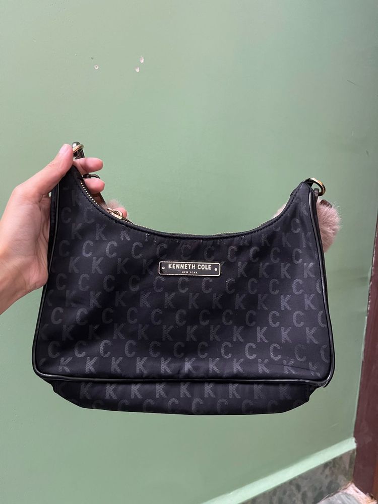 Kenneth Cole Black Monogram Shoulder Bag