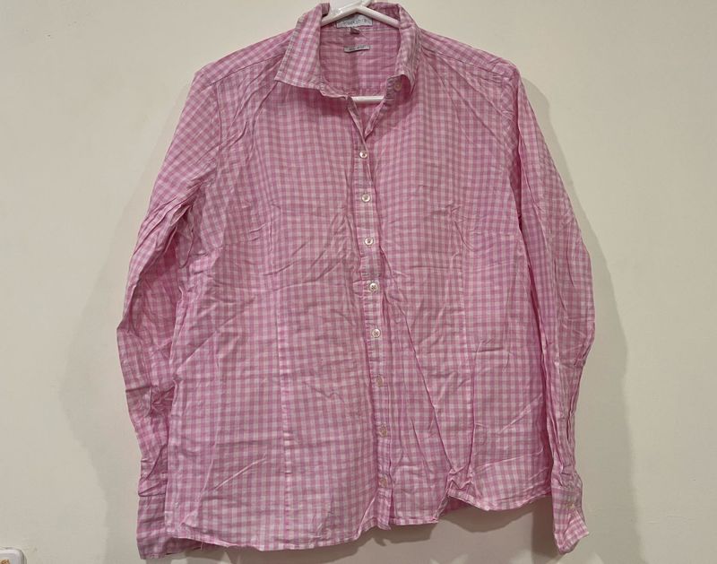 Pink Gingham Button-Up Shirt
