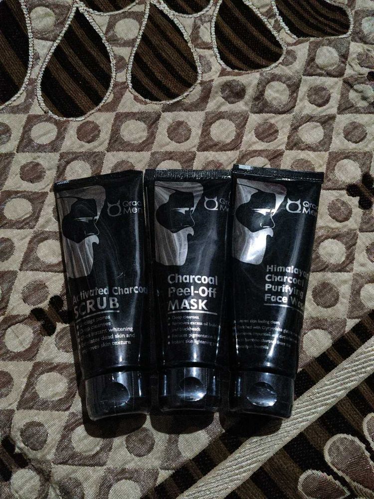 Qraa Men activated charcoal scrub (pack of 3)