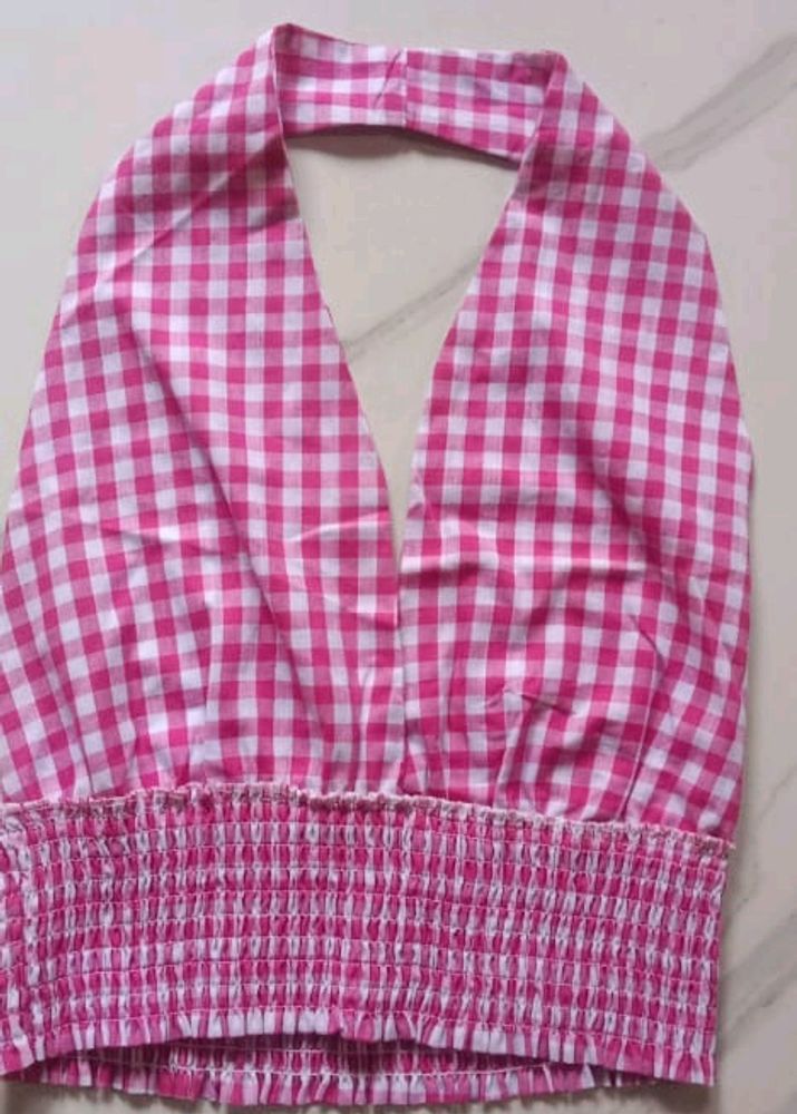 Pink Halter Neck Top