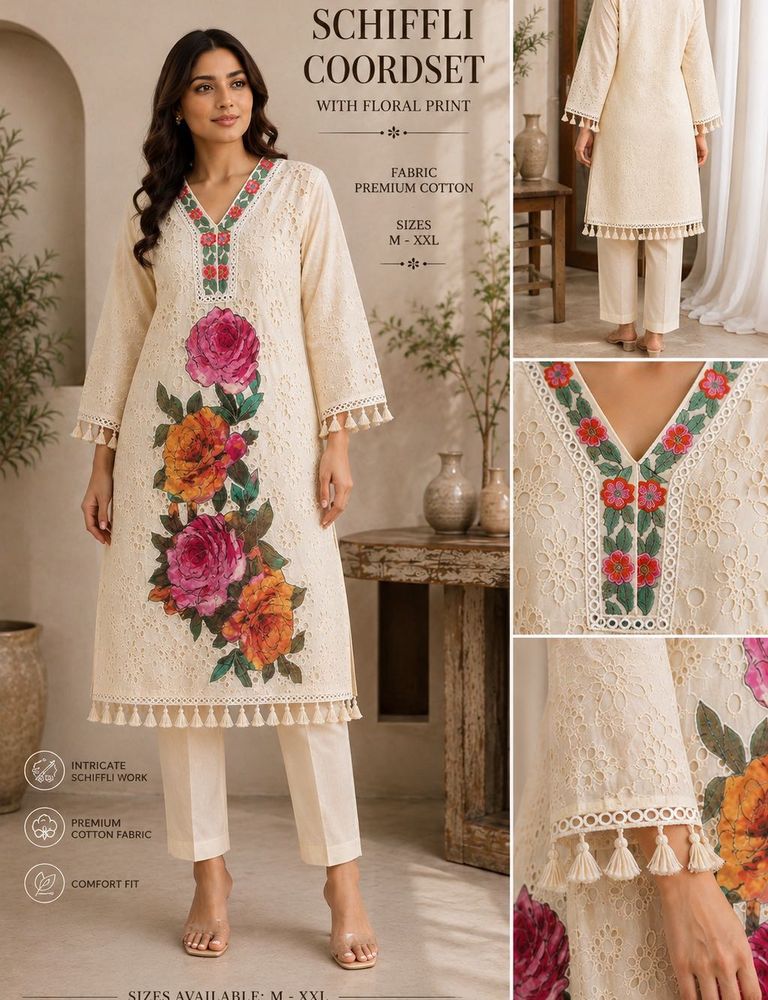 schiffl coordset with printed applique patches