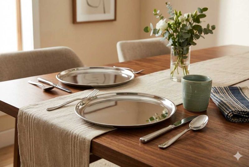 Stainless Steel Dinner Plates 2pc