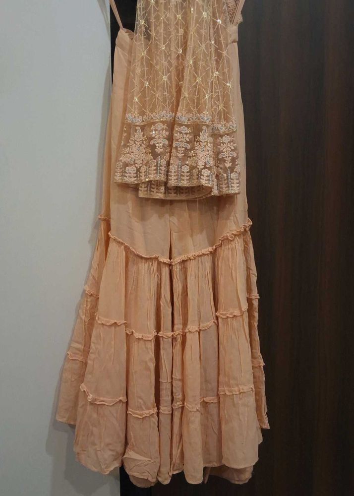 Peach Embroidered Kurta Set