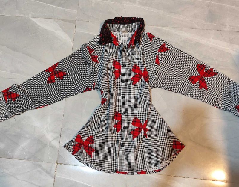Chic Plaid Bow Print vintage y2k Shirt