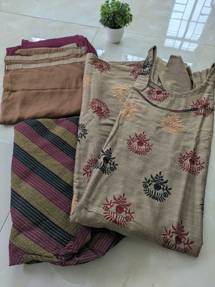 Raw silk kurta set