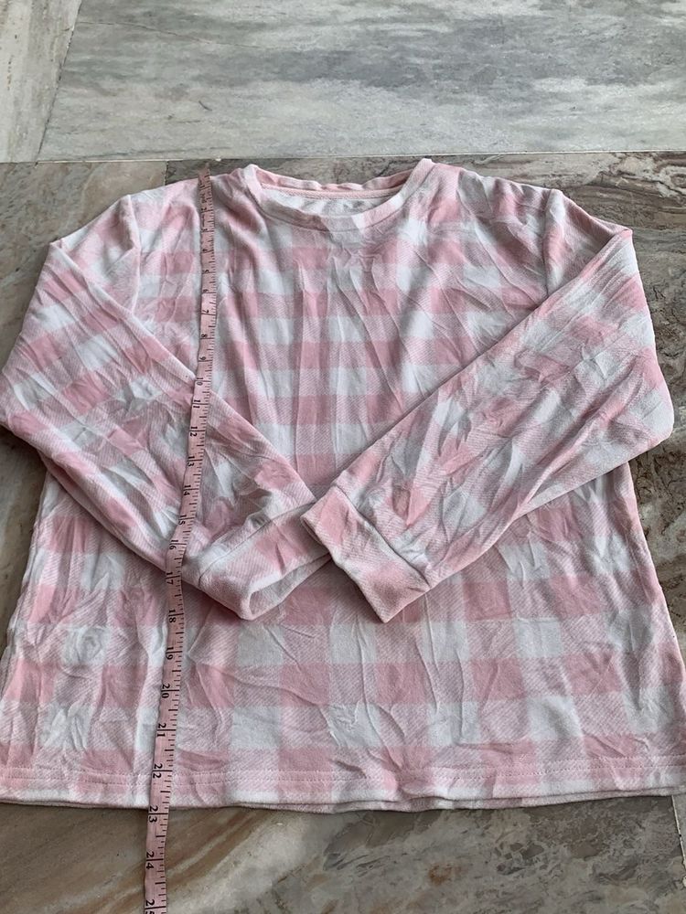 Pink &amp; White Checkered Long Sleeve Top