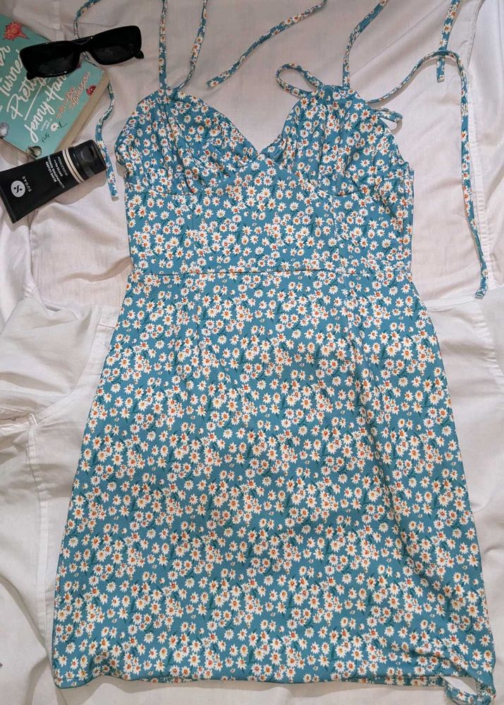 Mini A Line Blue Preety Summer Dress 🤍