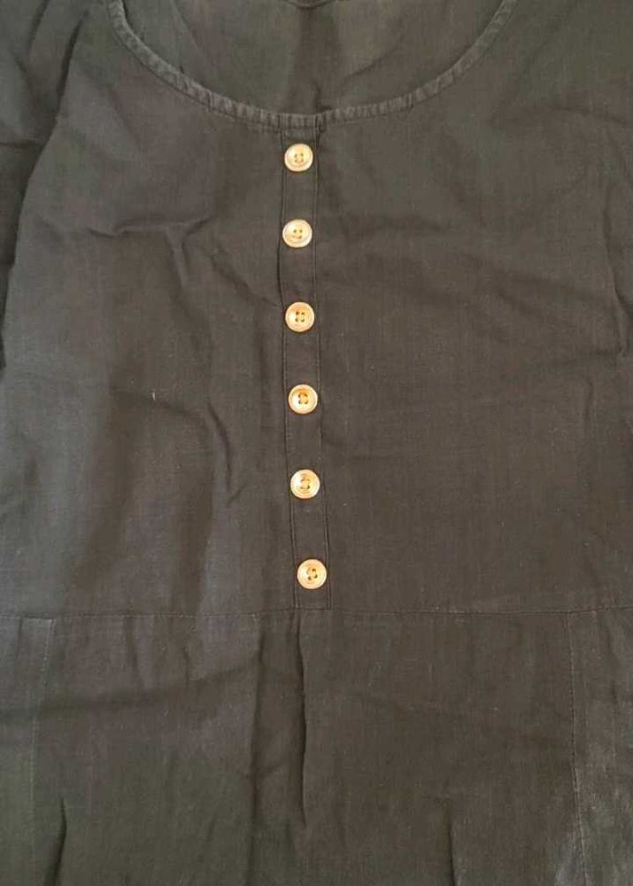 Black Button-Up Casual Dress