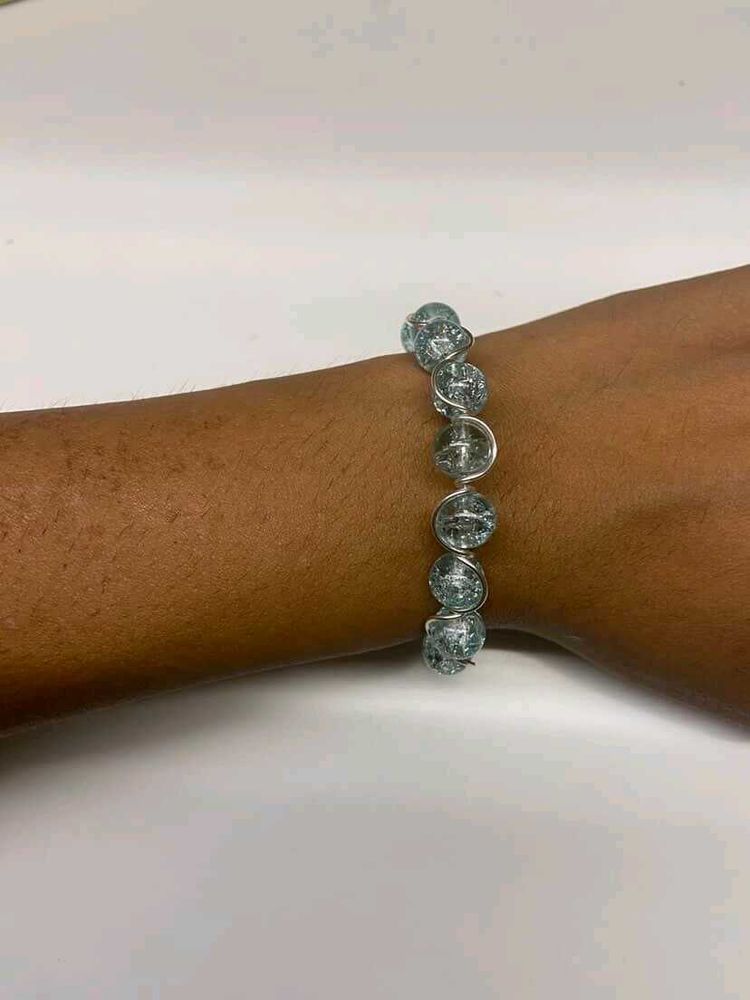 Handmade Blue Sparkling Beaded Bracelet