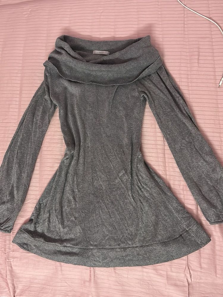 Gray Off-the-Shoulder Dress