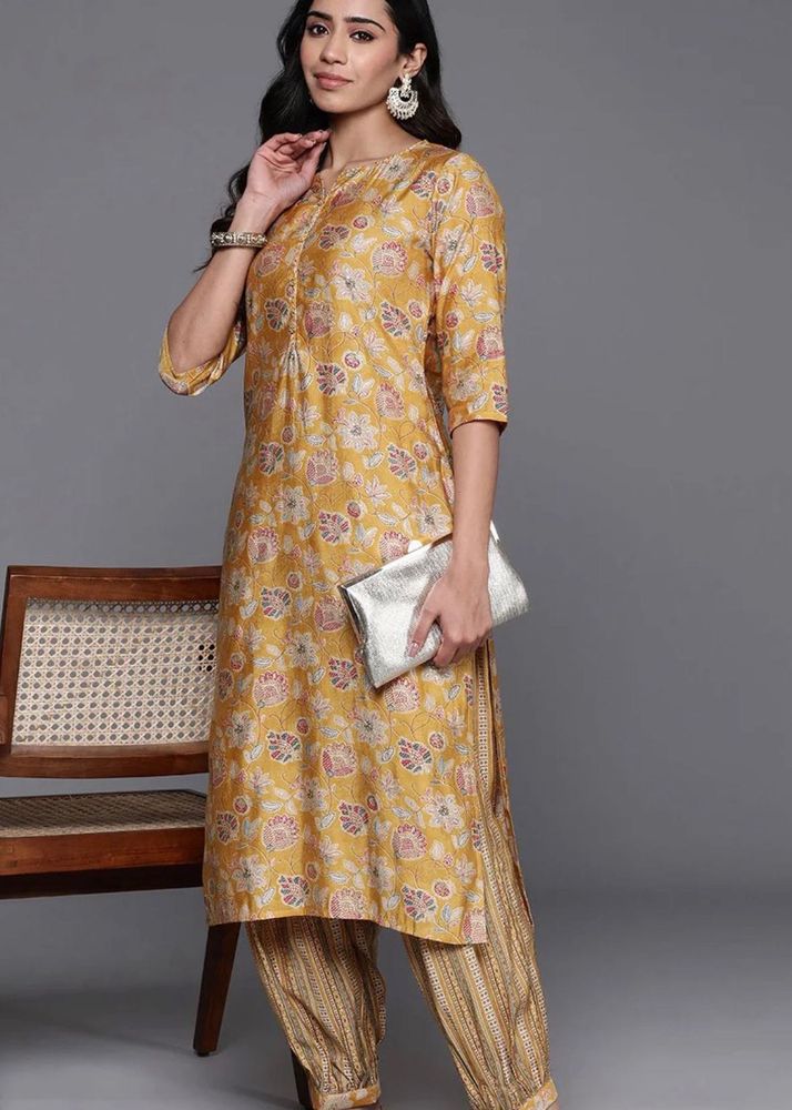 Libas Yellow Floral Kurta Set with Pants