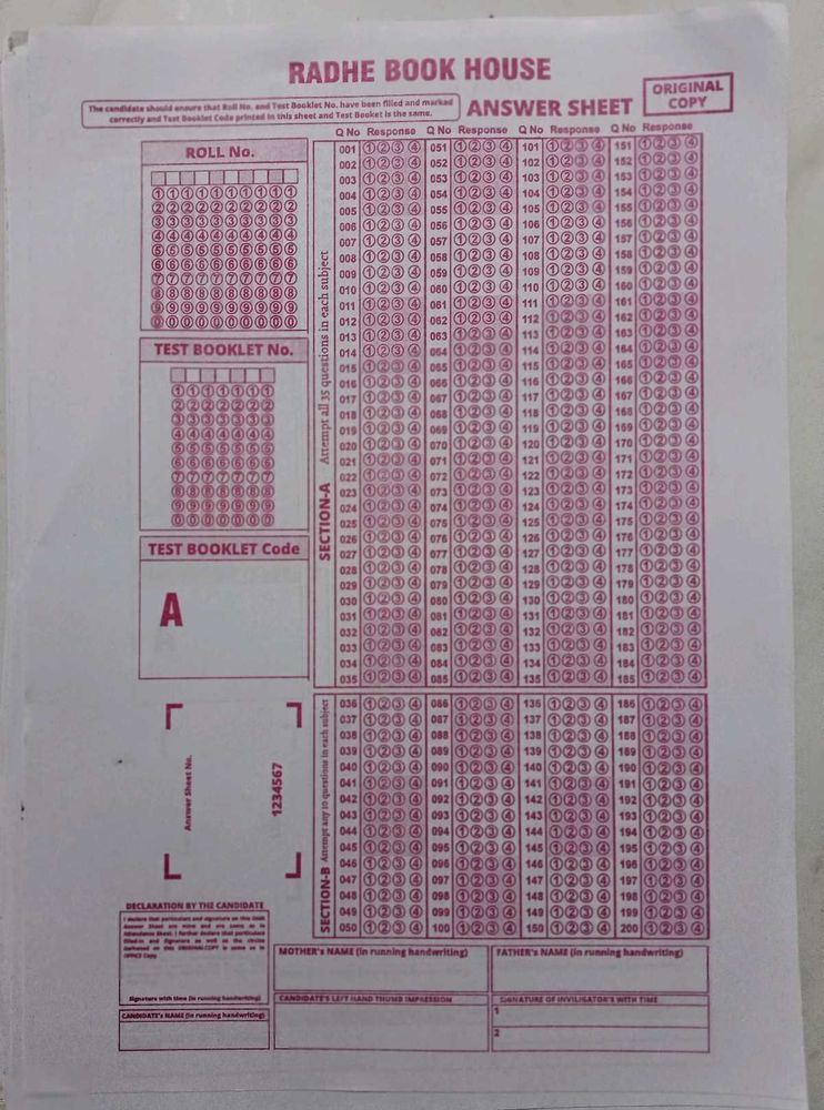 OMR Answer Sheet for NEET | FREE DELIVERY