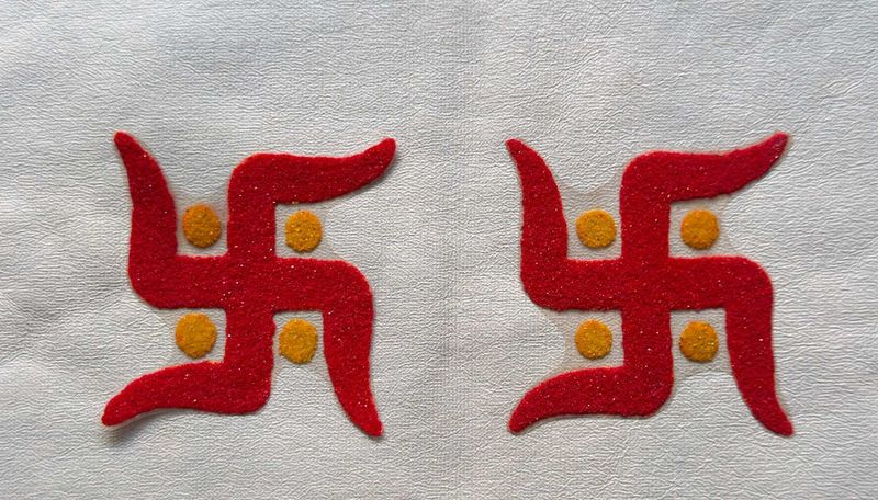Swastik Pair Readymade Rangoli Patches