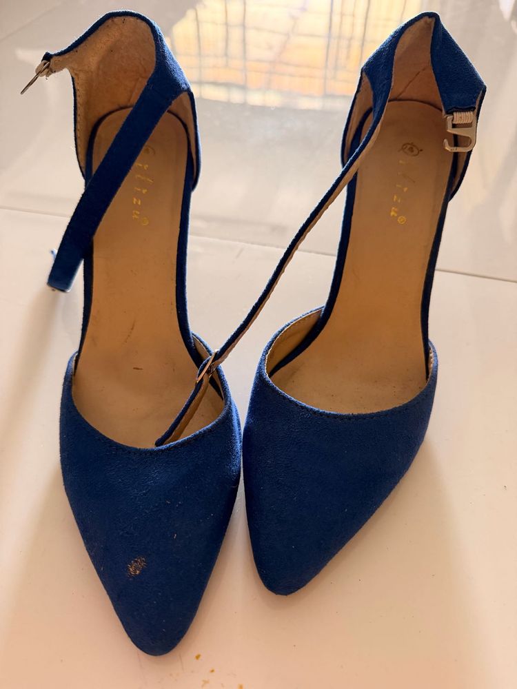 Royal Blue Suede Heels