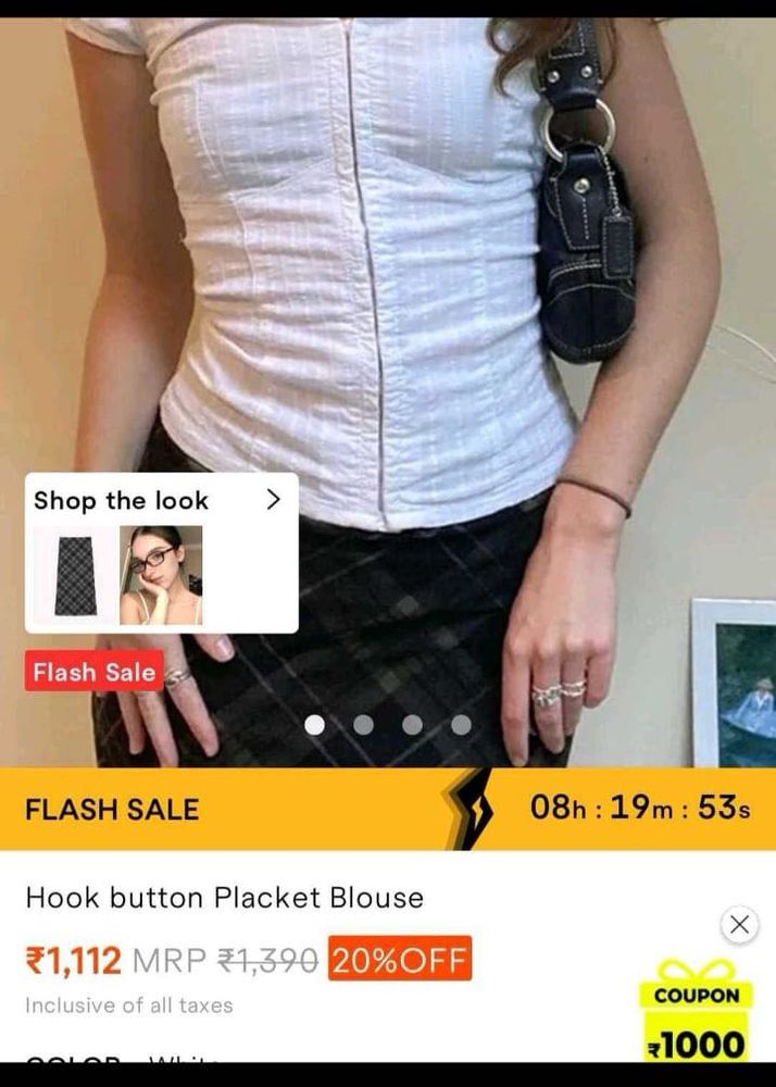 White Hook Button Placket Blouse