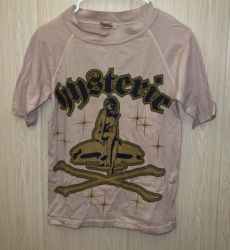 Beige Graphic Top