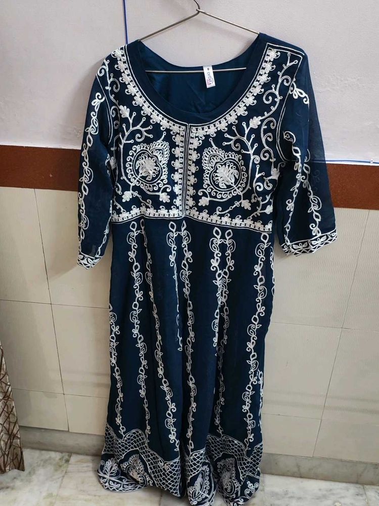 Beautiful Embroidered Teal Kurta