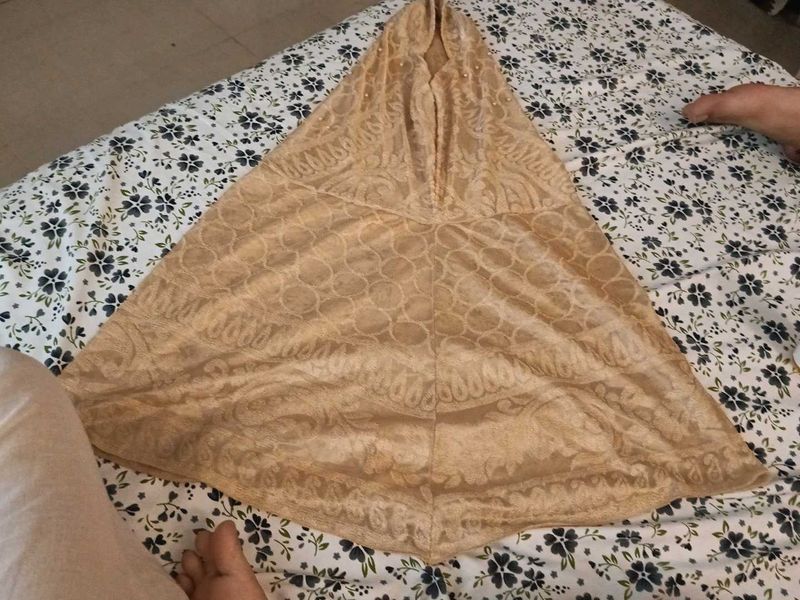 Elegant Beige Embroidered Hijab