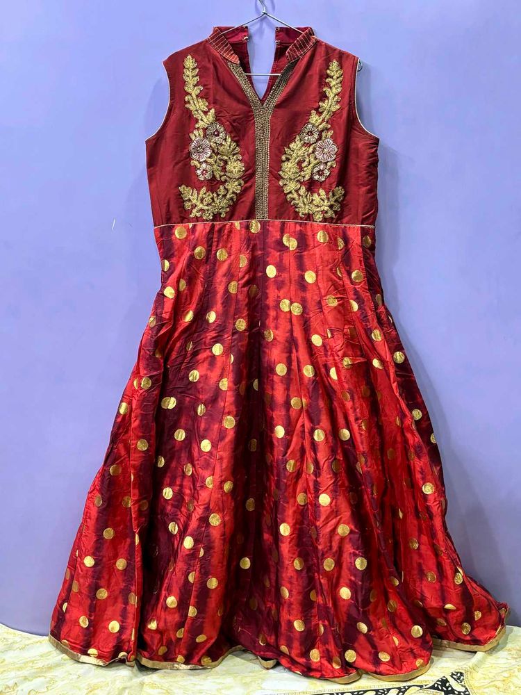 Red Polka Dot Ethnic Gown