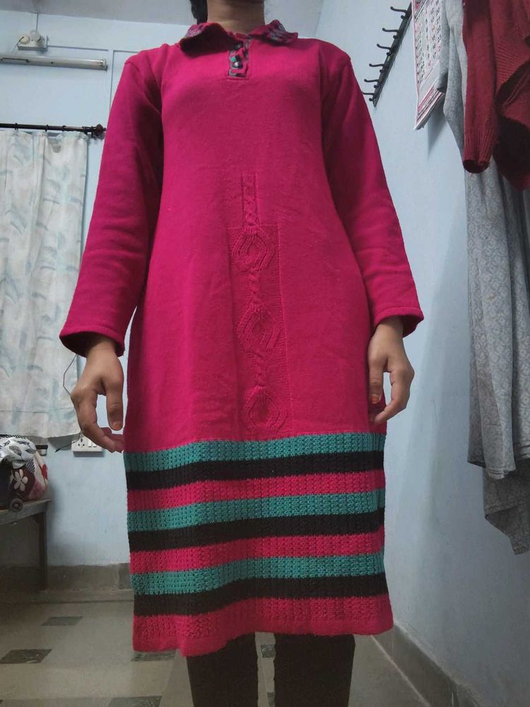 Pink black green  Knit Kurti woolen winter wear