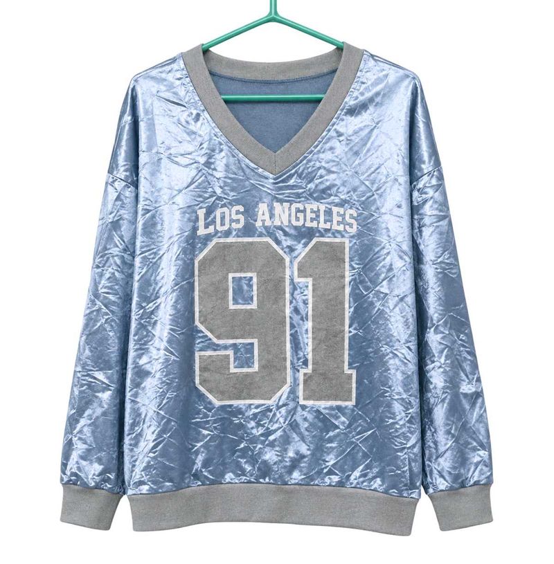 Light Blue "Los Angeles 91" Velour Top
