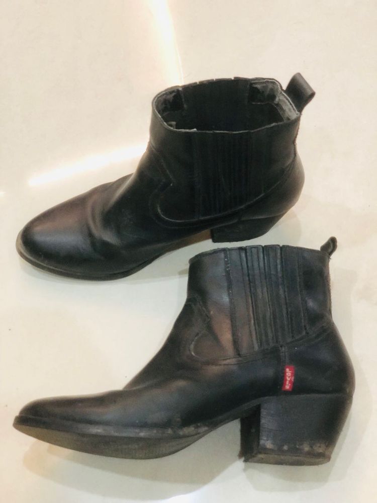 Black Leather Ankle Boots