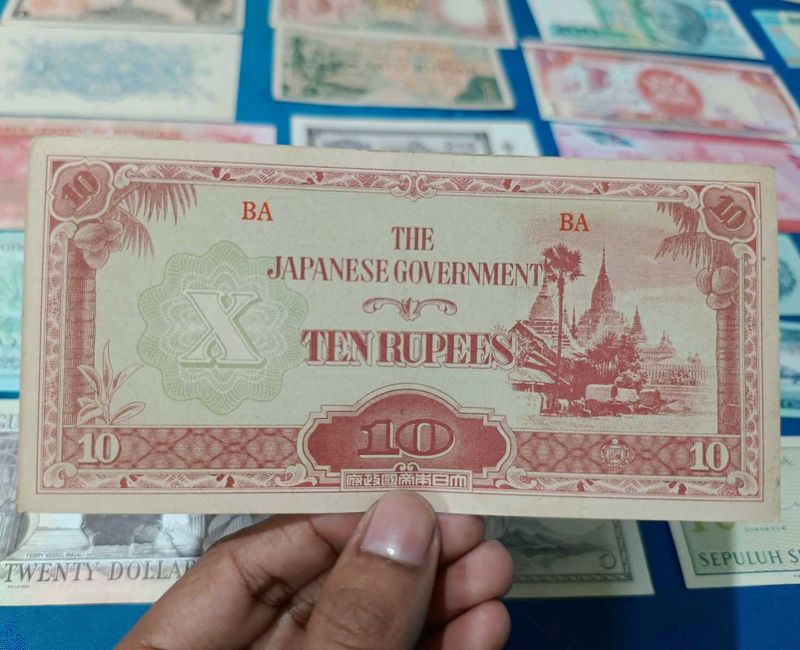 Japan 10 Rupee Note Old Issue Rare Banknote