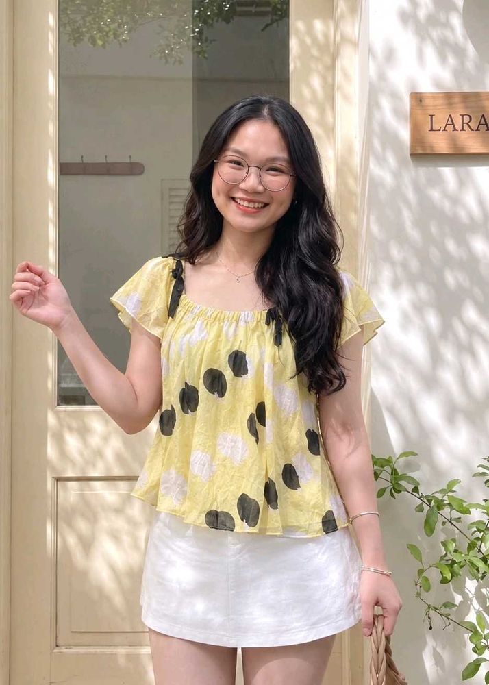 New with tag Korean Pintrest Yellow top