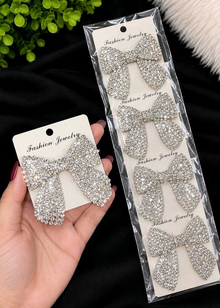 Sparkling Rhinestone Bow Hair Clips