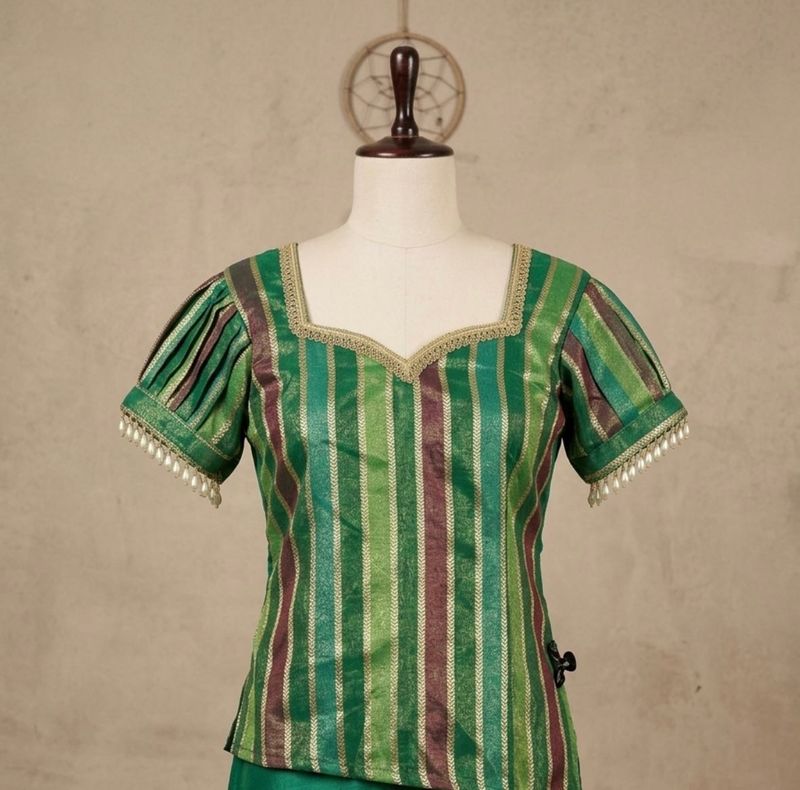 Emerald Green Striped short kurti