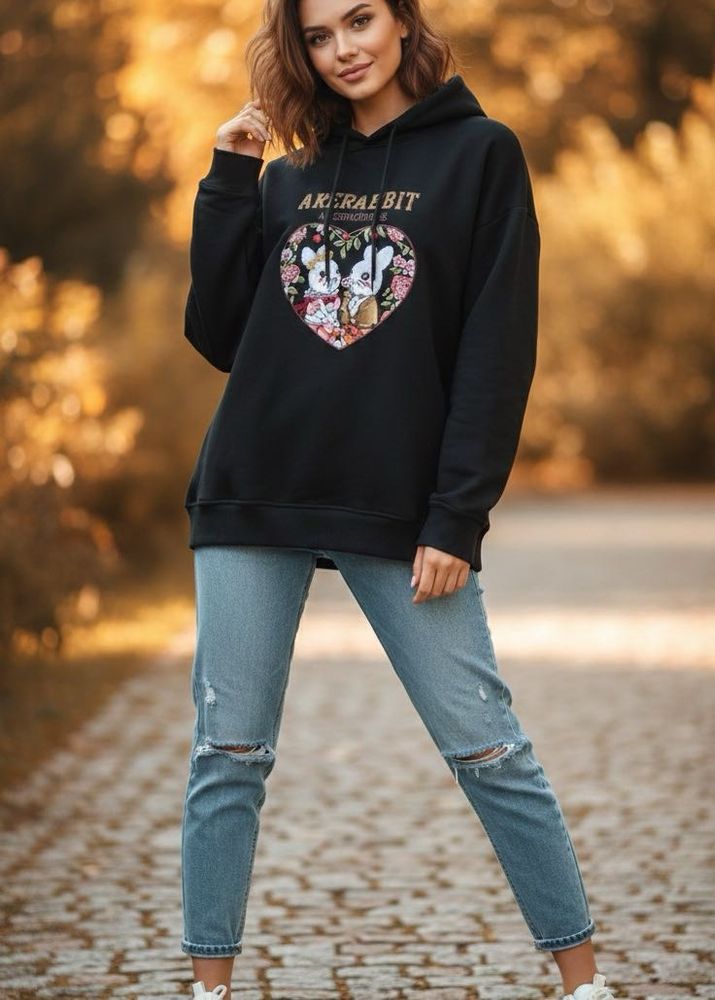 Floral Heart Graphic Hoodie