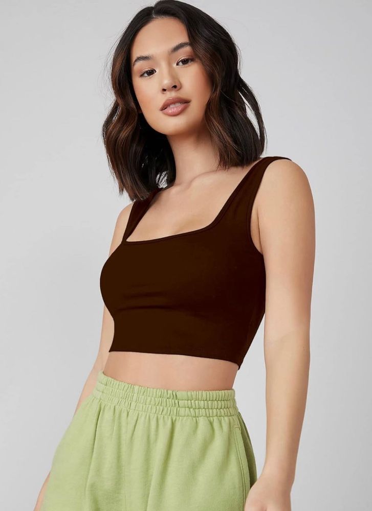 brown ribbed baby tank 🤎