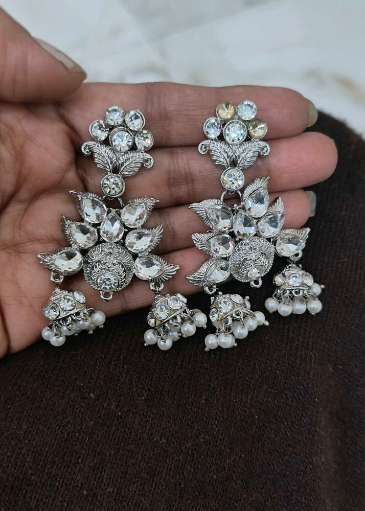 Sparkling Silver-Tone Drop Earrings