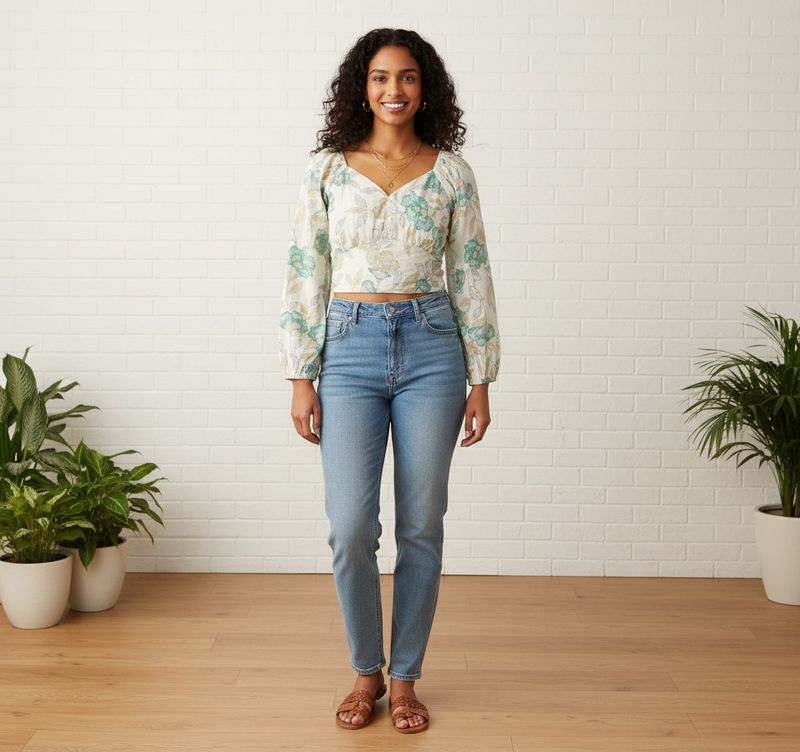 Mango Floral Crop Top