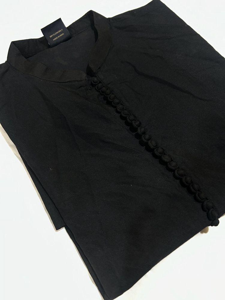 Elegant Black Mandarin Collar kurta
