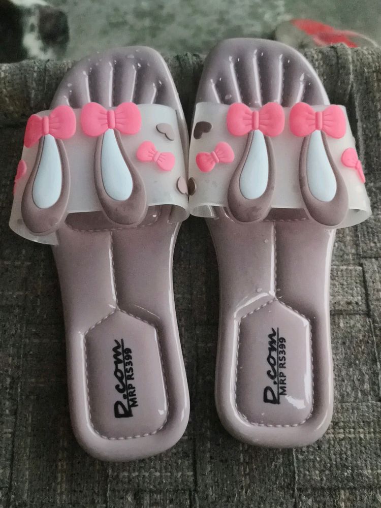 Peach Colour Rabbit Slippers For Girl Size 39