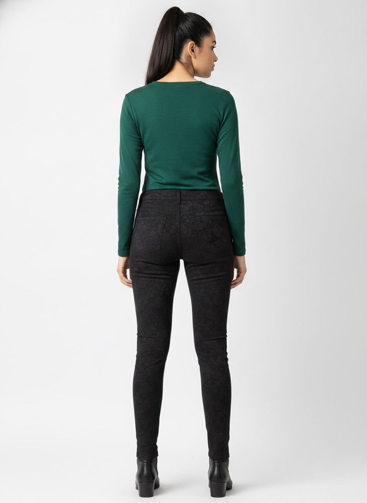 Stylish Textured Black Skinny Pants